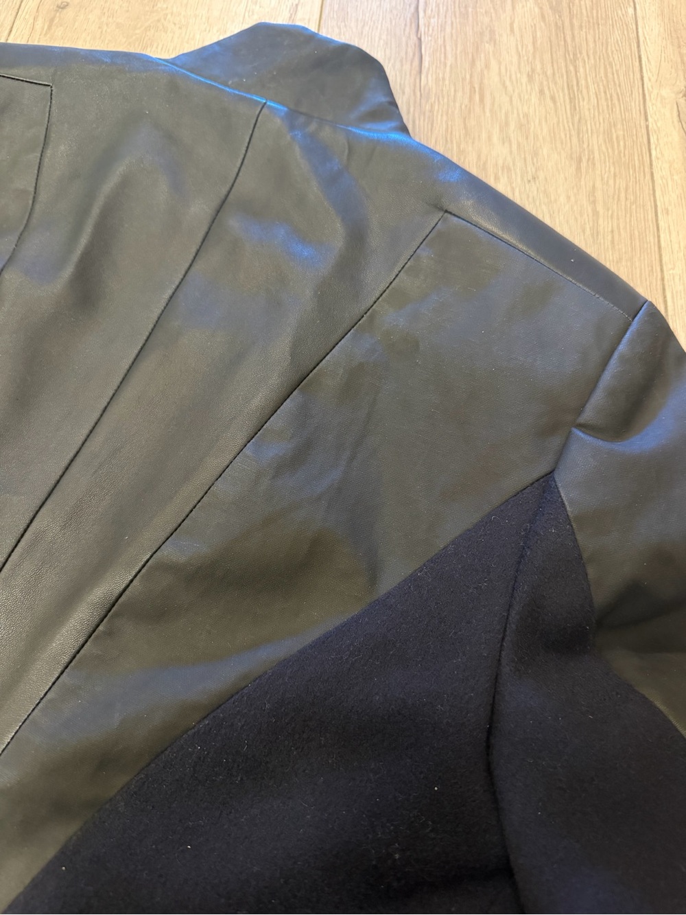 rag & bone Wool & Leather Jacket with Navy Panels - Picture 5 of 6